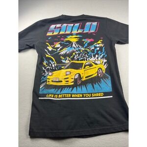 Solo Mens XL Graphic T-Shirt Black Shred Japanese Car Mount Fuji Streetwear